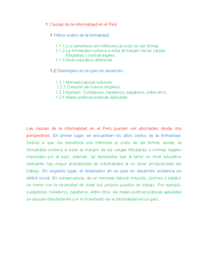 La informalidad en el Perú, causas y consecuencias - Comprensión y ...