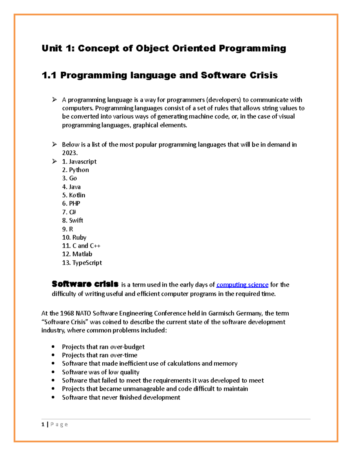 Unit-1 - This Is For Introduction Part Of C++ Program - Unit 1: Concept ...