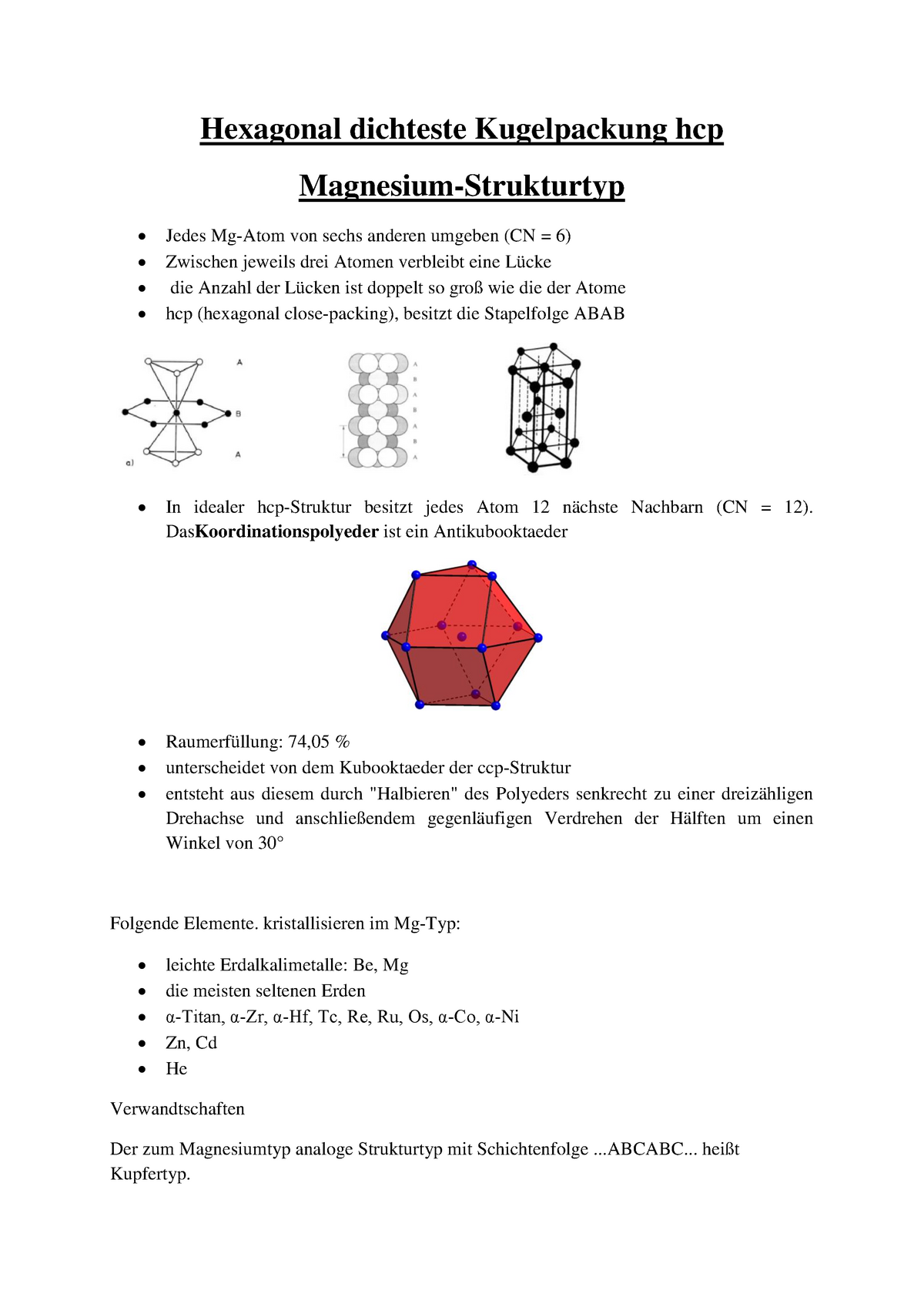 Hexagonale Strukturen Anorganische Strukturchemie Tuk Studocu