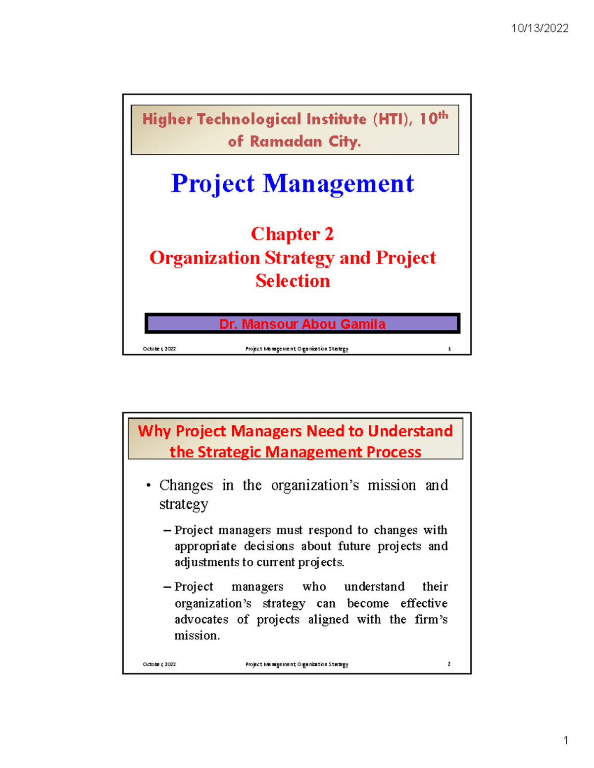 Project Management - Lecture 2 - Project Management Chapter 2 ...