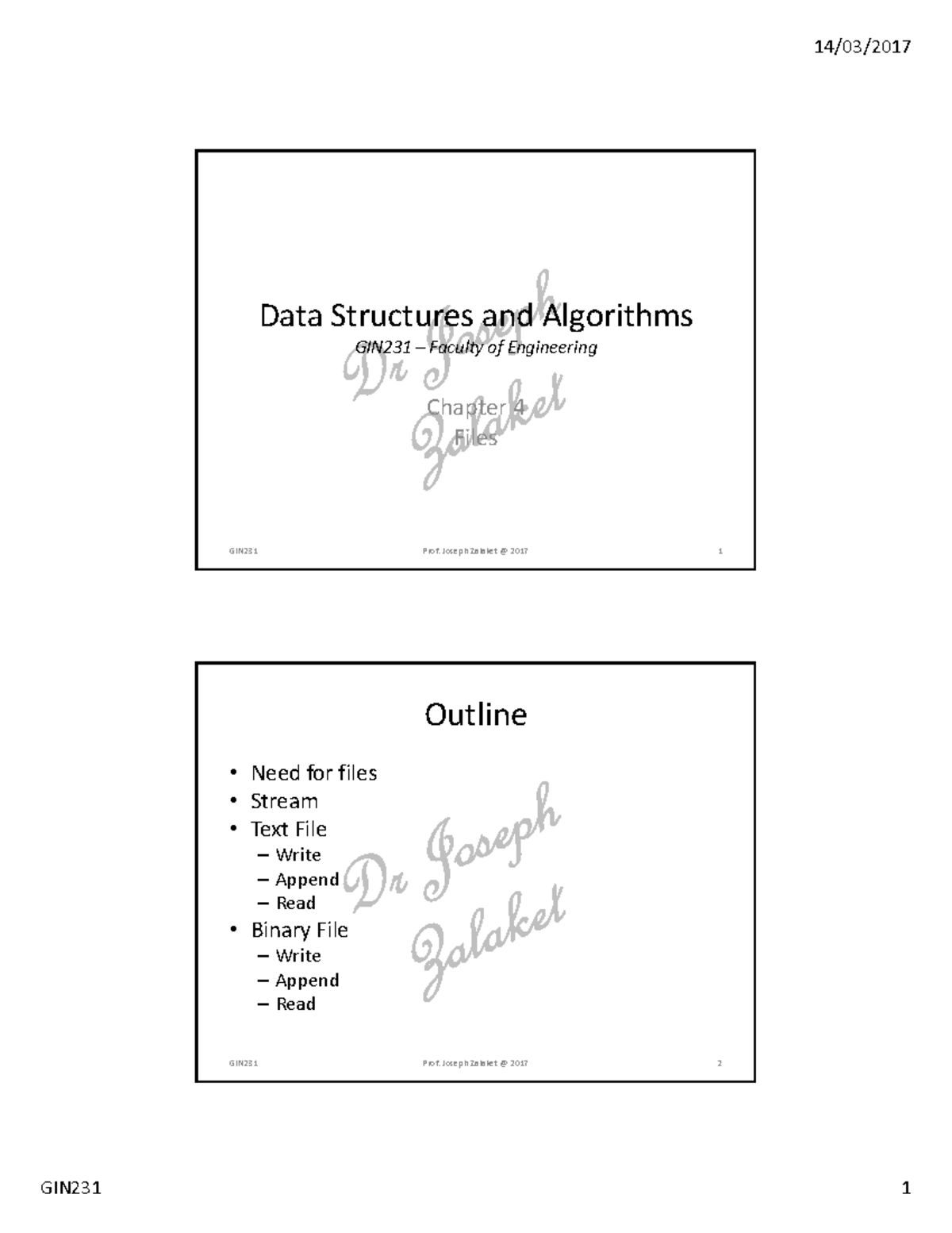 GIN 231 EN Chap4 - //// - Data Structures And Algorithms GIN231 ...