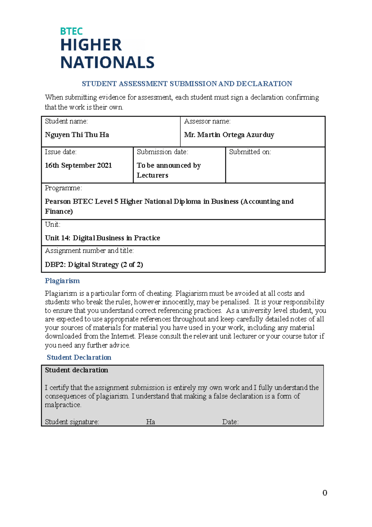 DBP assignment - business law - Studocu