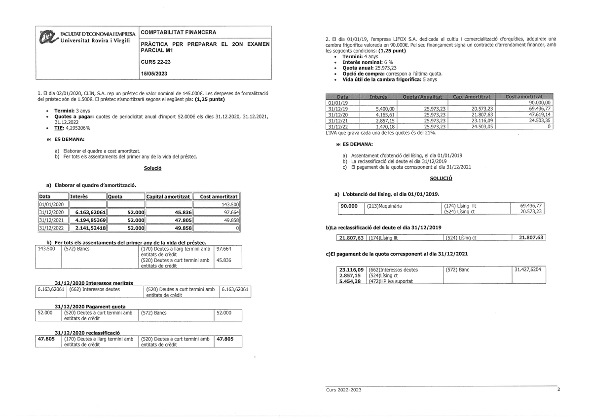 Solucio Examen Conta - Contabilidad Financiera - Studocu