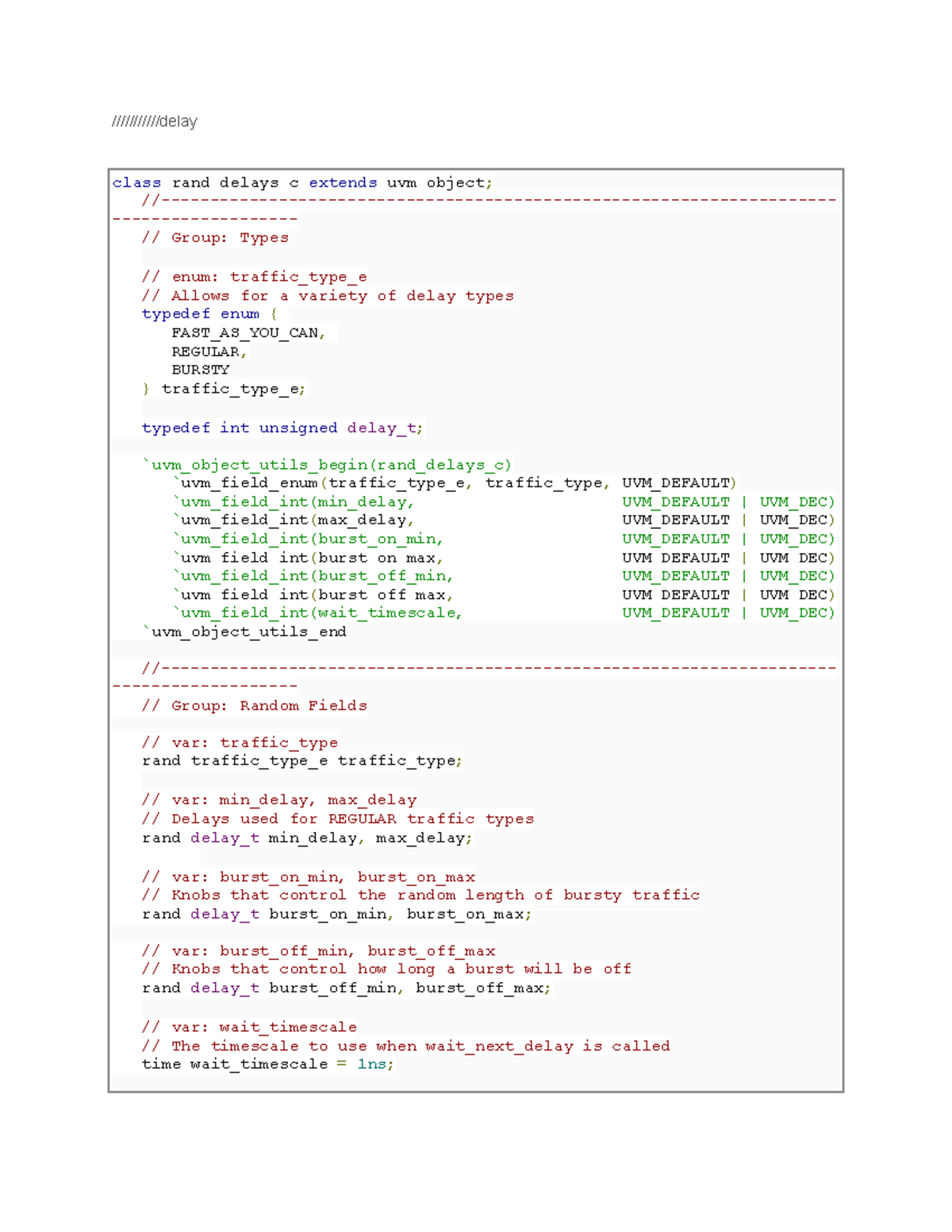 Interview S - Few programming examples - ///////////delay class rand ...