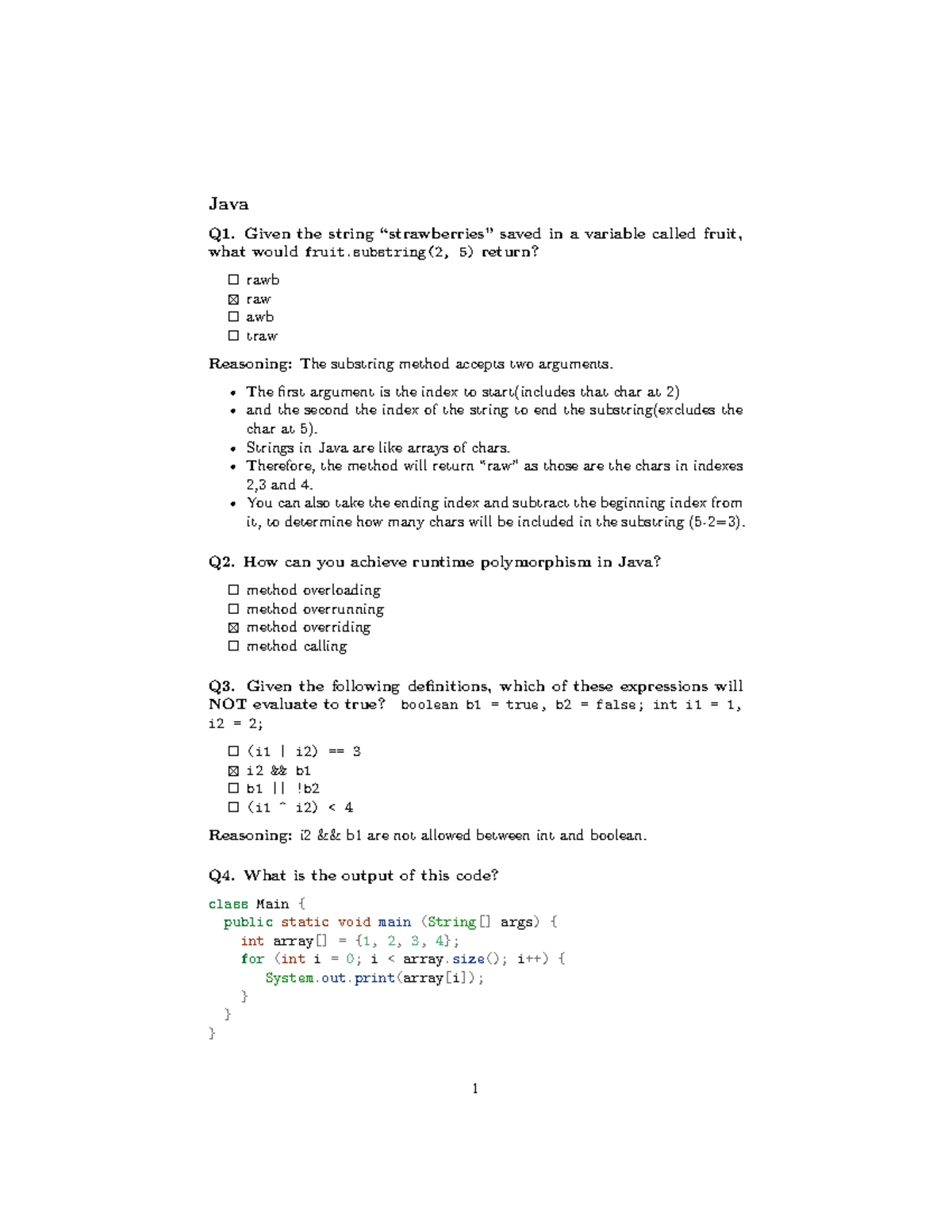 Java-quiz - java quiz - Java Q1. Given the string “strawberries” saved ...