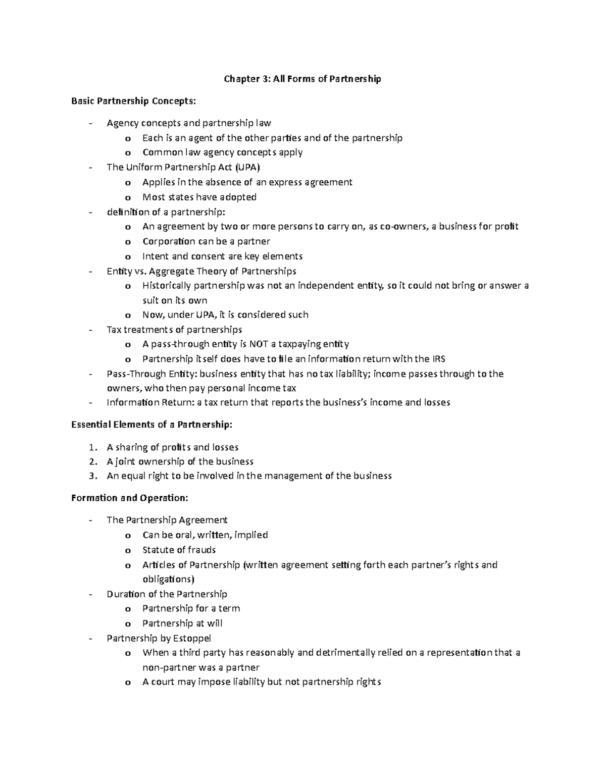 Chapter 3 All Forms of Partnership Chapter 3 All Forms of