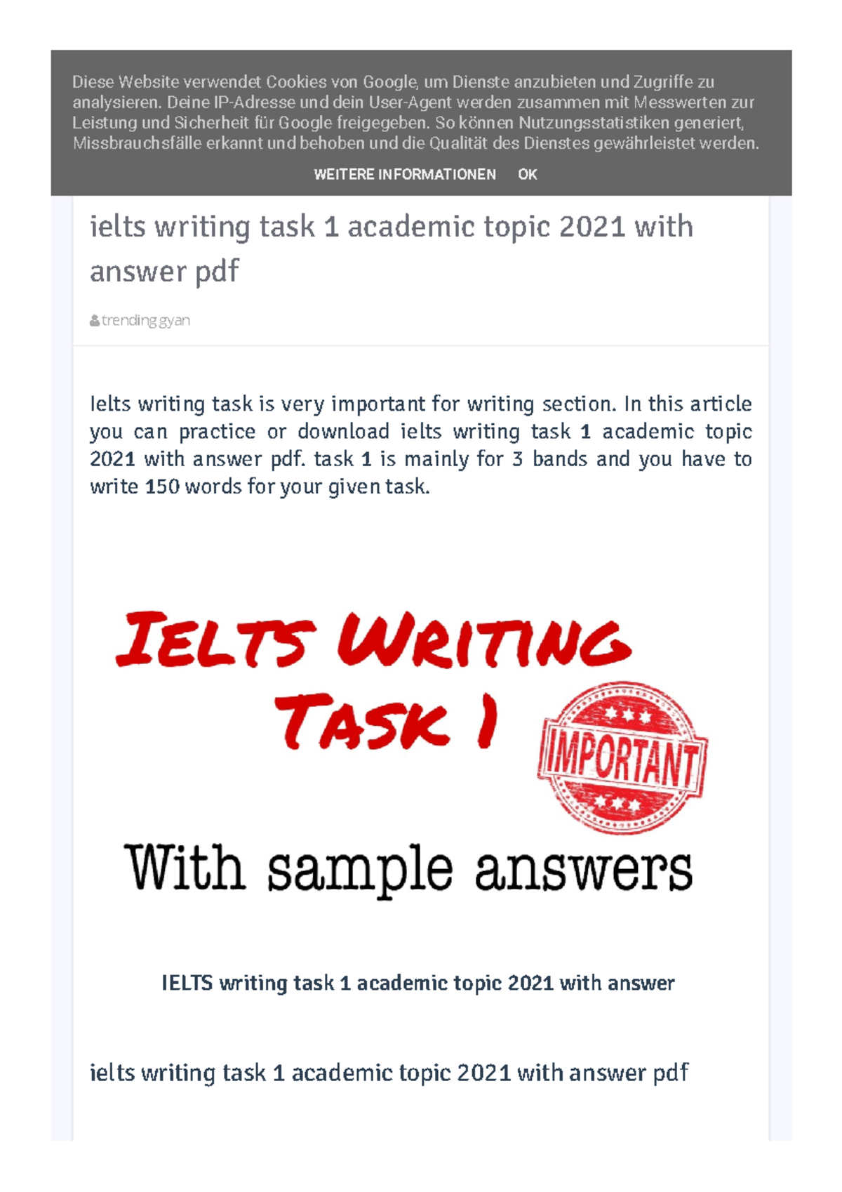 Ielts writing task 1 academic topic 2021 with answer - trending gyan ...