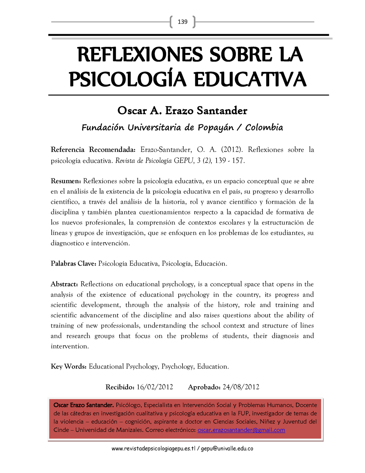 Dialnet-Reflexiones Sobre La Psicologia Educativa-4392291 -   / - Studocu