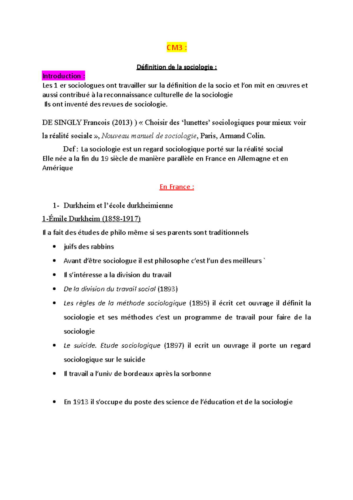 CM3 DE SINGLY Francois (2013) ) « Choisir des sociologiques pour mieux voir la