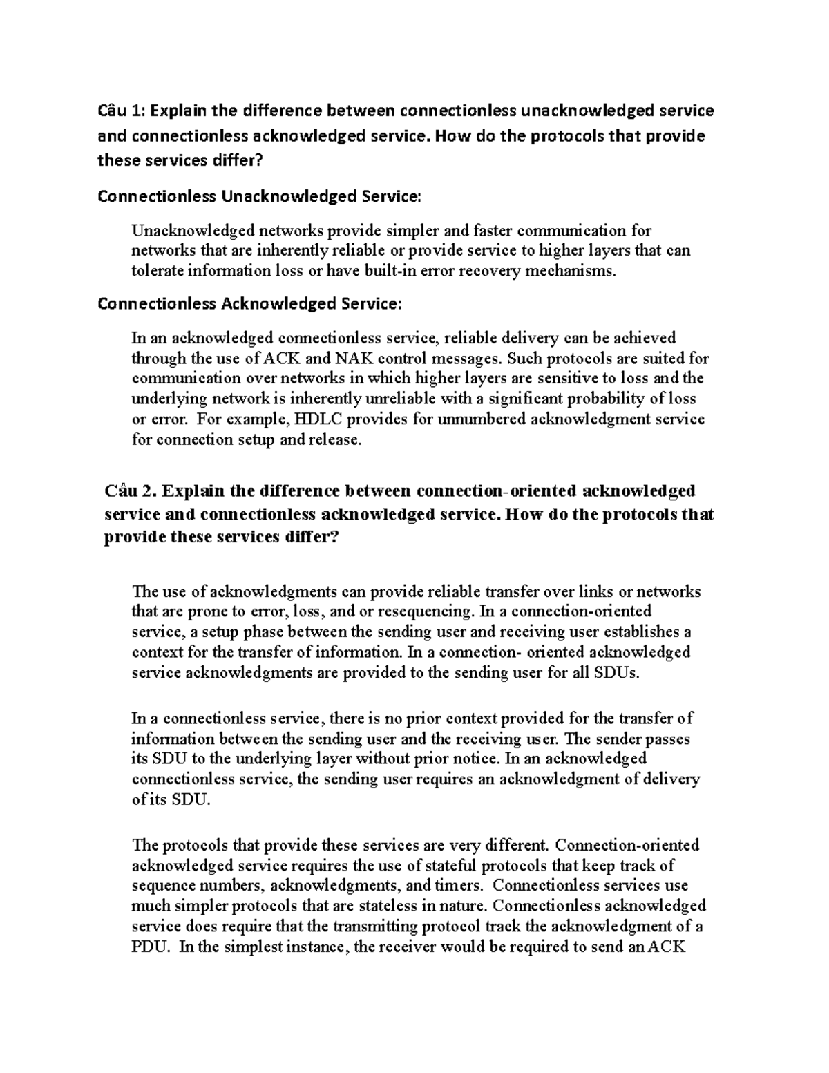 NWC 10082023 sss Câu 1 Explain the difference between