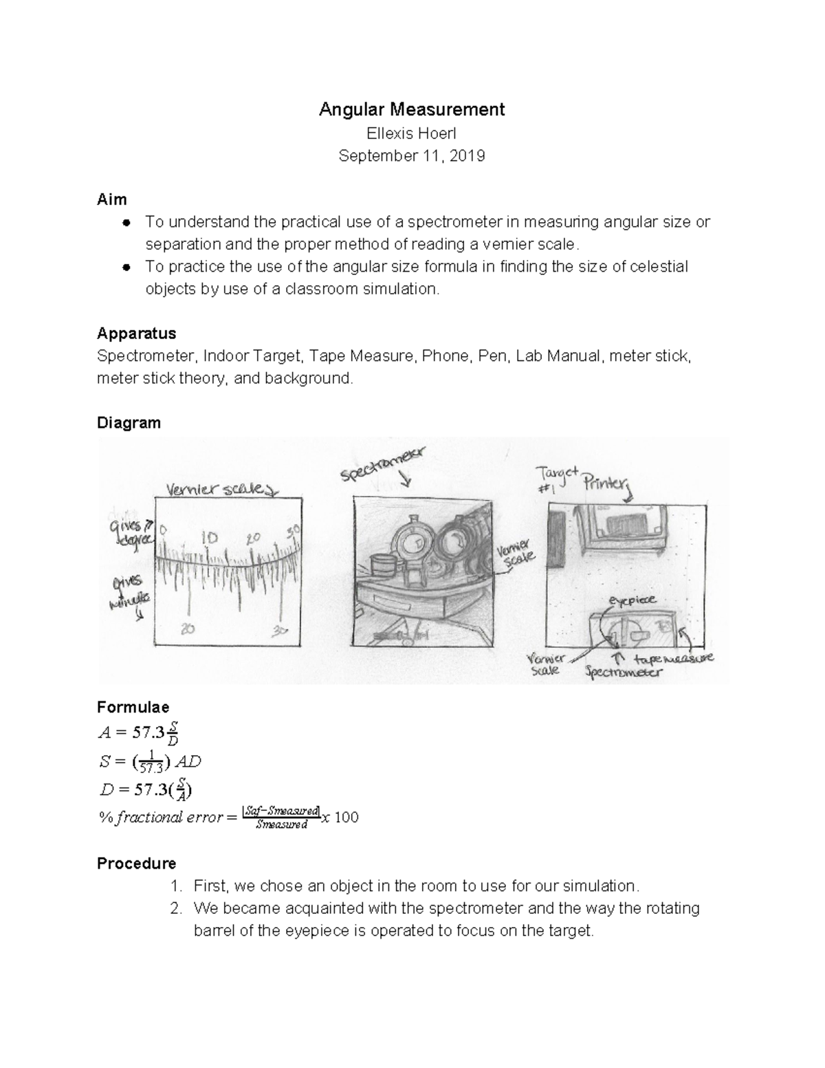 Lab 2 9 11 - Lab reports from ast 131 - Angular Measurement Ellexis ...
