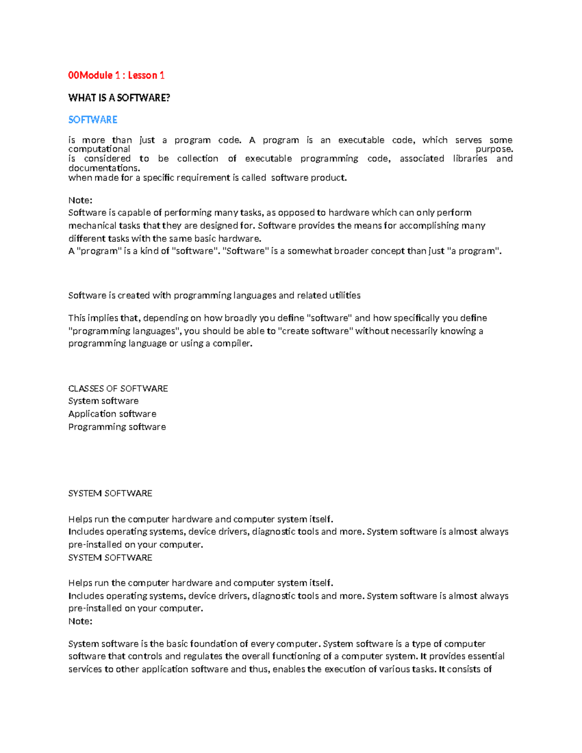 WHAT IS A Softw WPS Office - 00Module 1 : Lesson 1 WHAT IS A SOFTWARE ...