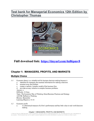 Thomas - Managerial Economics 12th Edition c2016