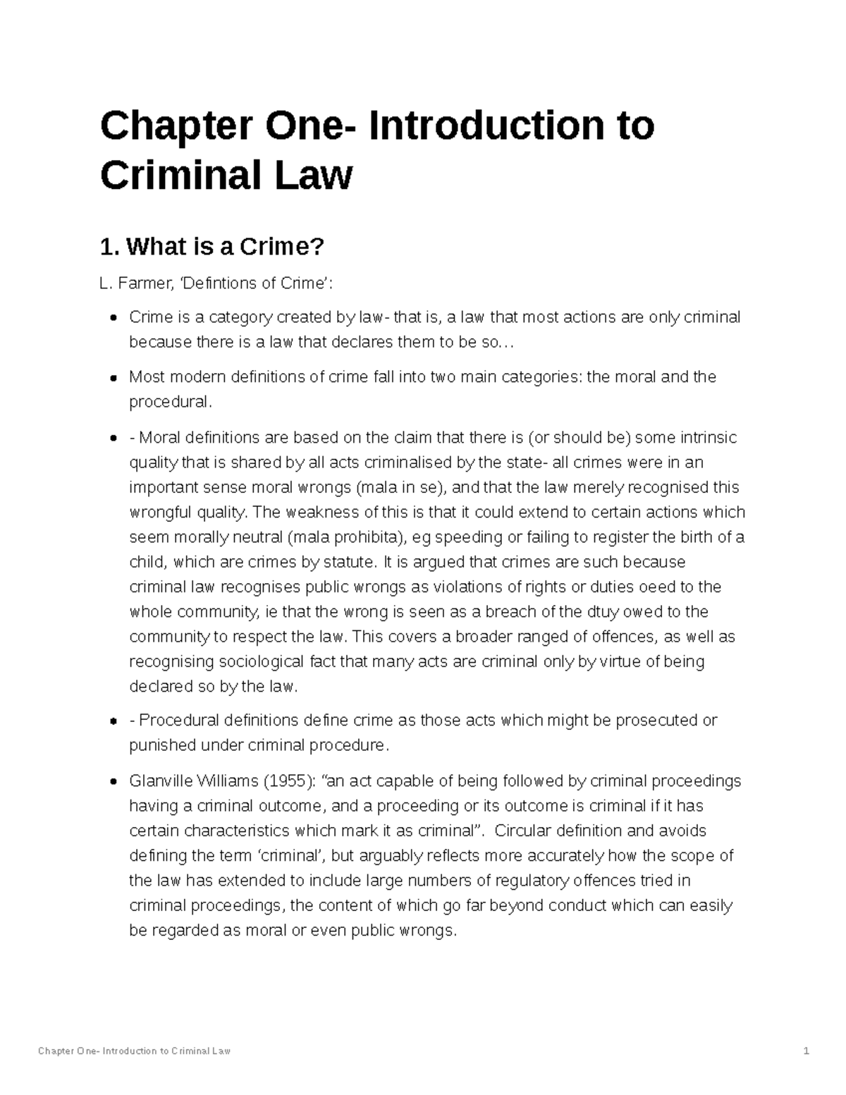 Criminal Law Introduction - Chapter One- Introduction To Criminal Law 1 ...