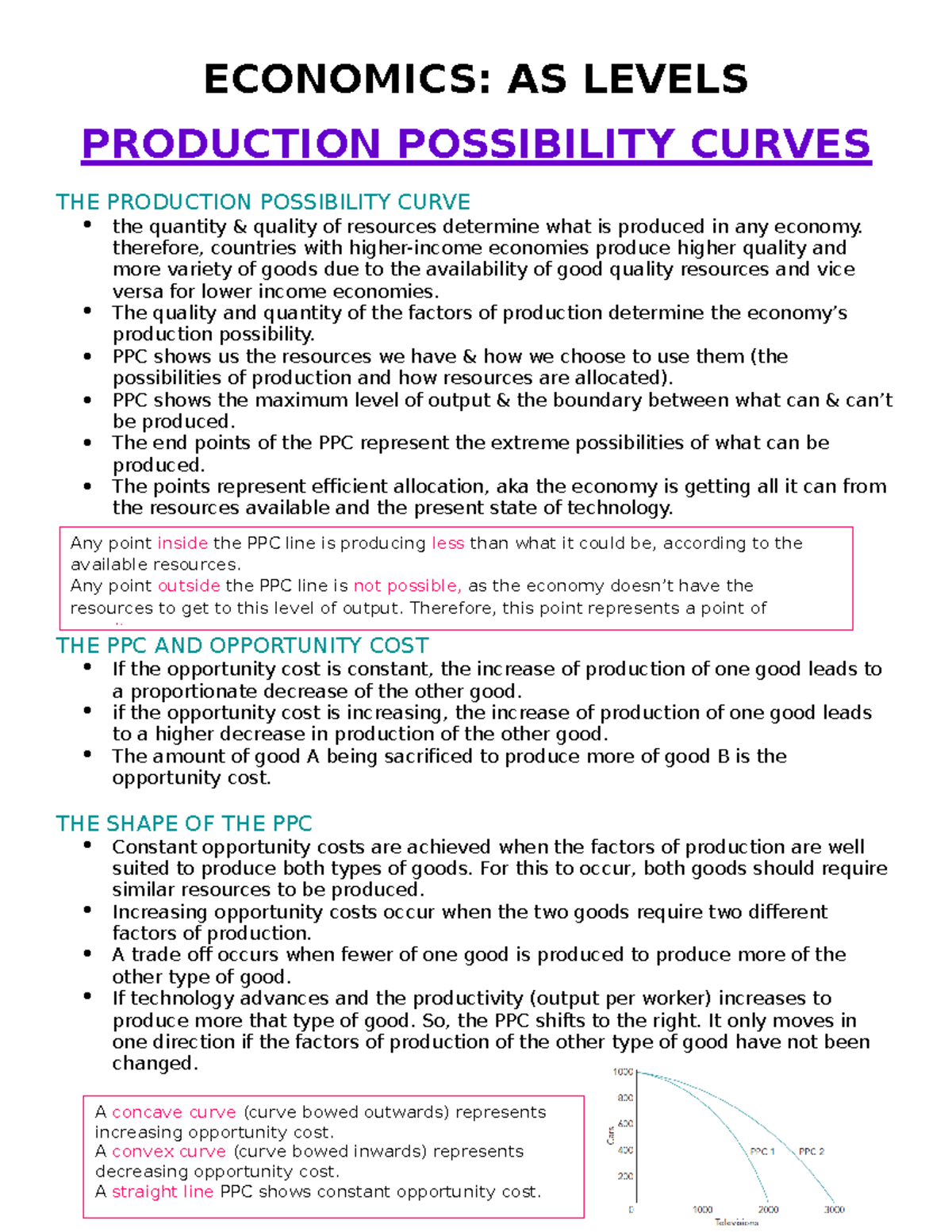 Eco - PRODUCTION POSSIBILITY CURVES THE PRODUCTION POSSIBILITY CURVE ...