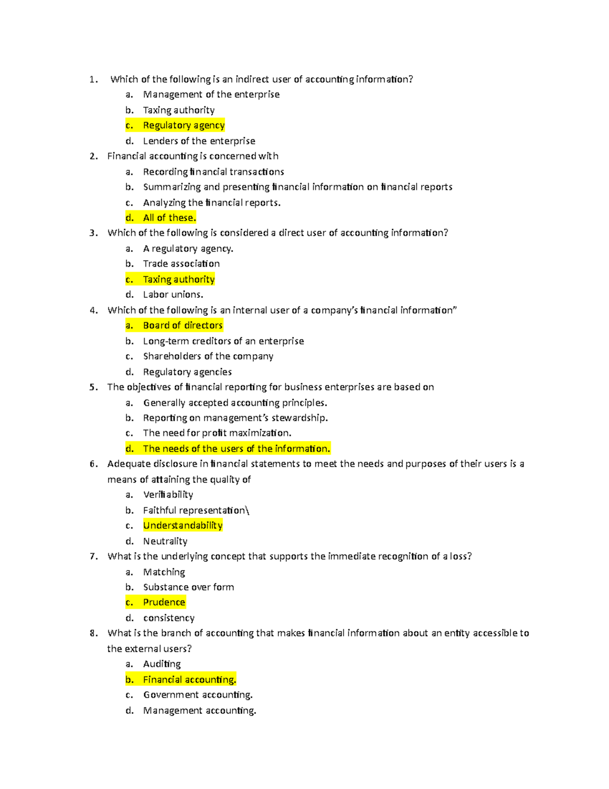 With Answers 1-40 - PrACTICE MATERIALS BSA ACCOUNTANCY MIDTERM ...