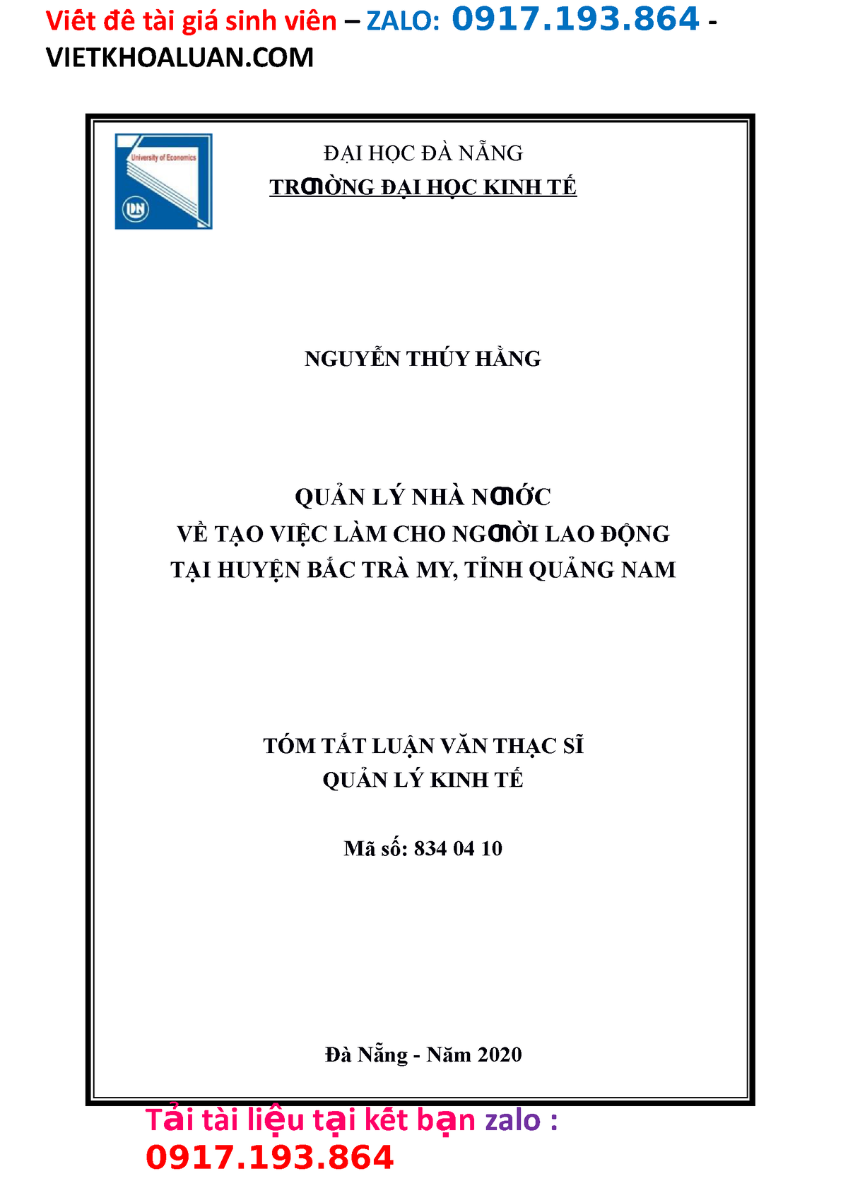 Quản lý nhà nƣớc về tạo việc làm cho ngƣời lao động tại huyện Bắc Trà ...