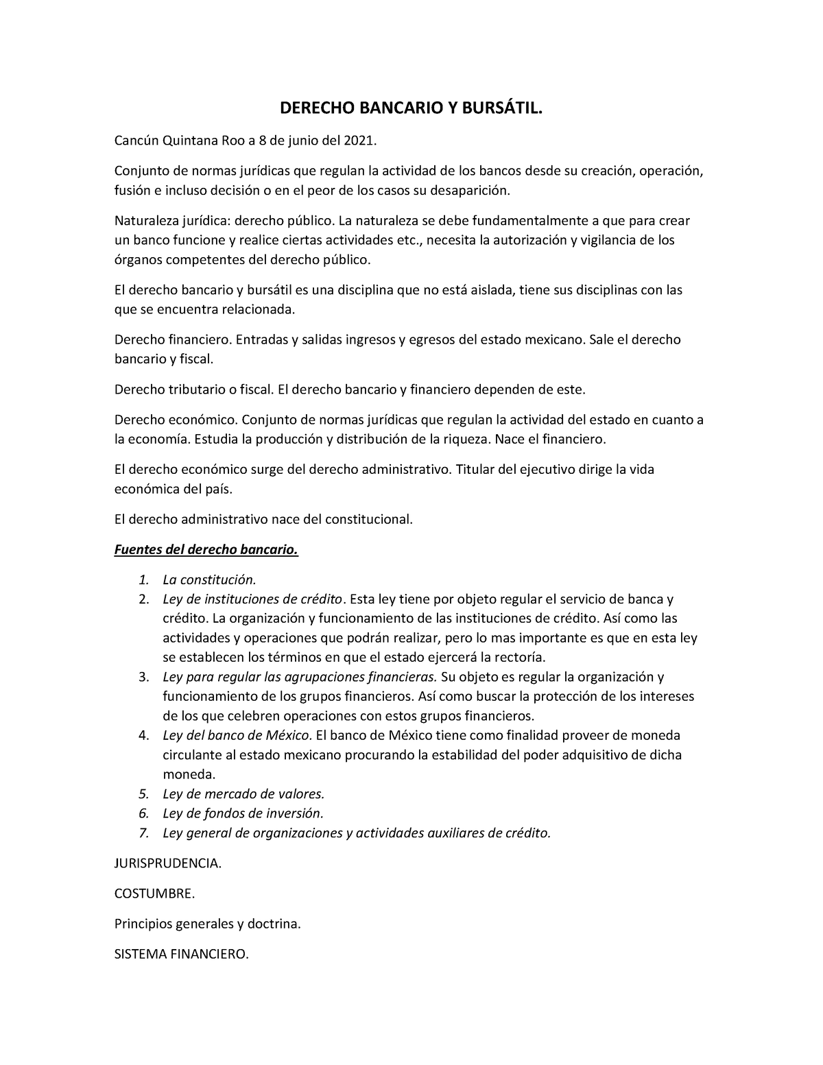 Derecho Bancario Y Bursátil - DERECHO BANCARIO Y BURSÁTIL. Cancún ...