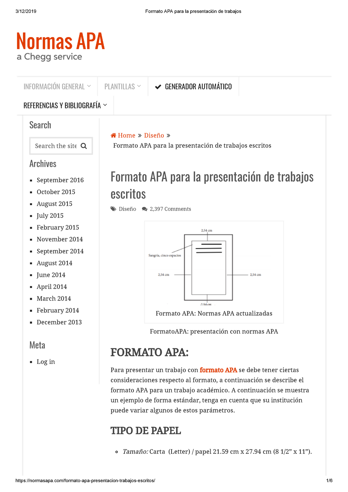 Formato Apa Para La Presentaci N De Trabajos Academicos Search Archives September October