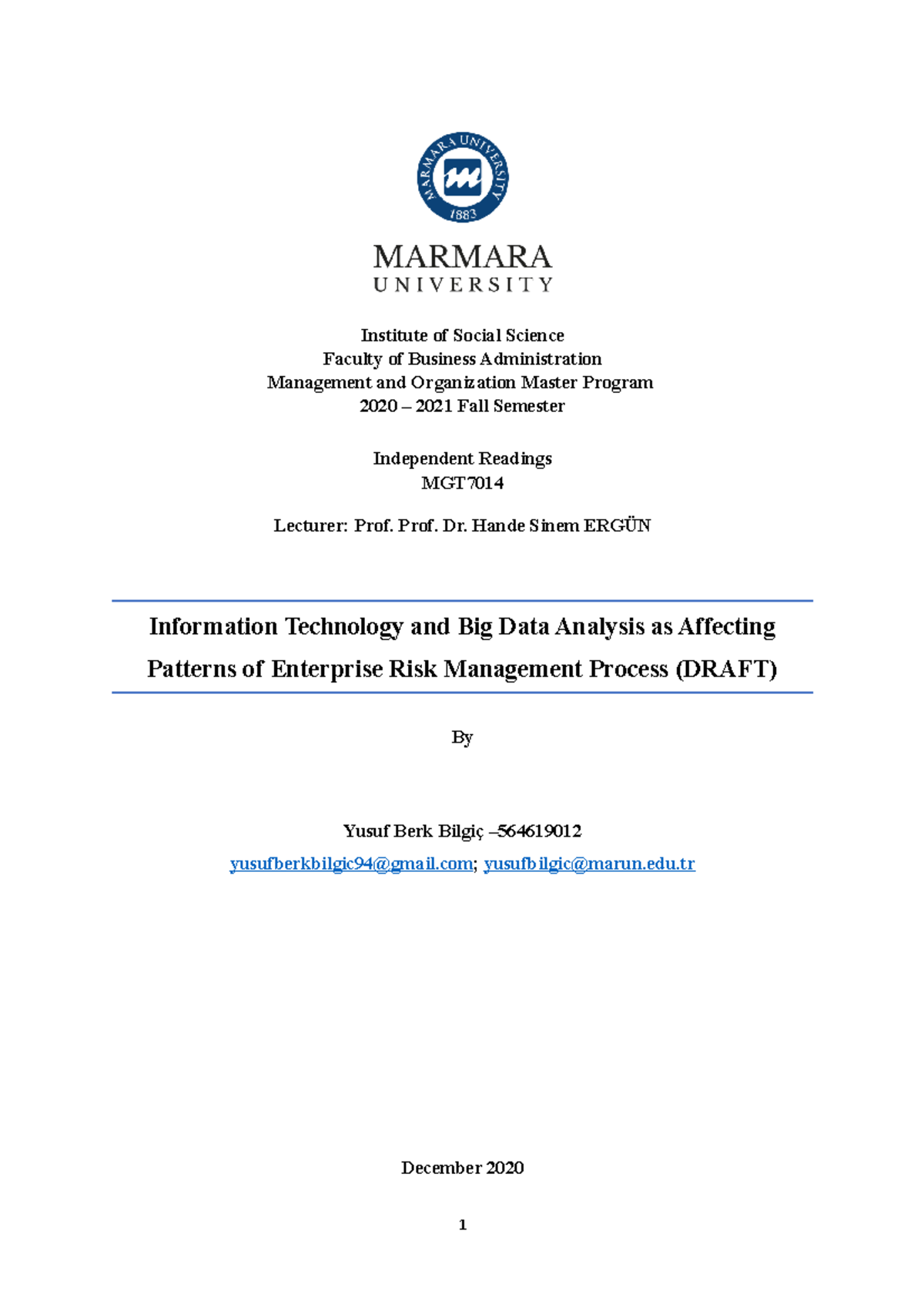 Draft for Midterm Information Technology and Big Data Analysis as ...