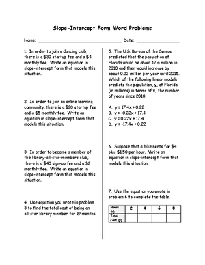 slope intercept form word problems answer key
Slope-Intercept Form Word Problems wkst - Basic Mathematics ... slope intercept form word problems answer key
Slope-Intercept Form Word Problems wkst - Basic Mathematics ...
