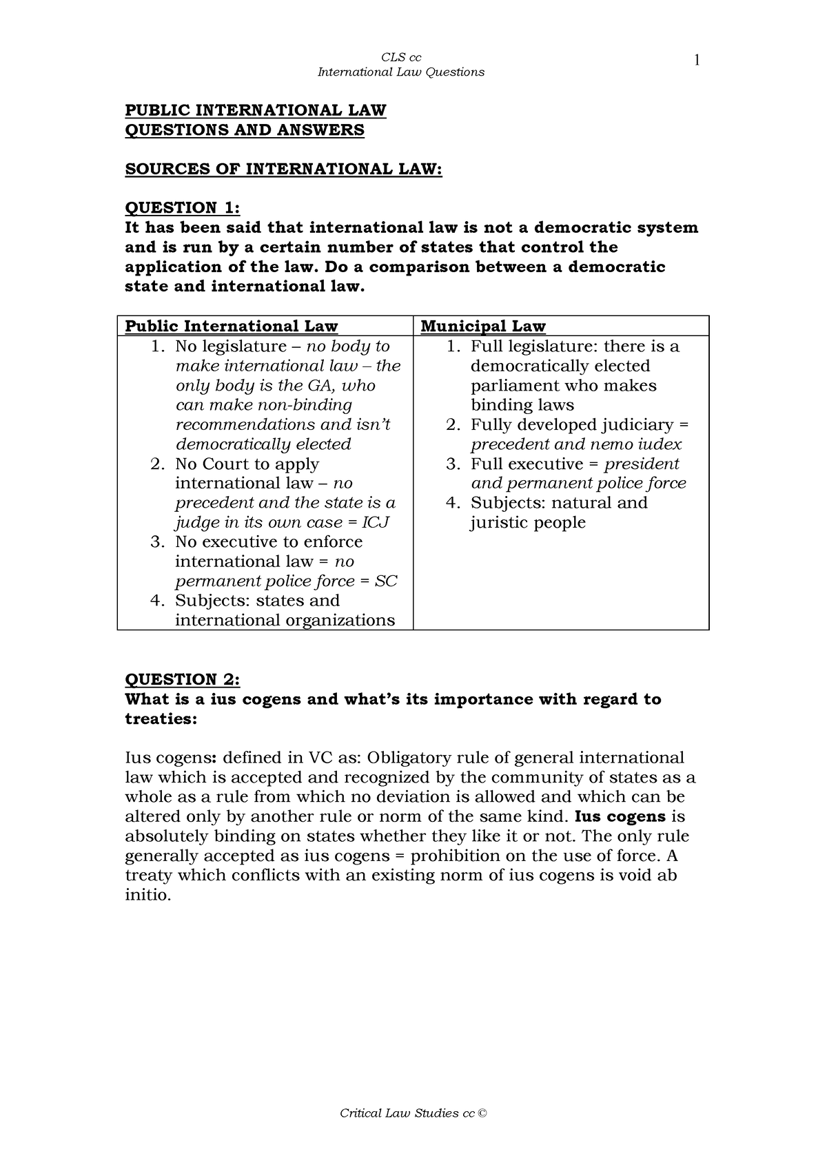 international law essay questions and answers