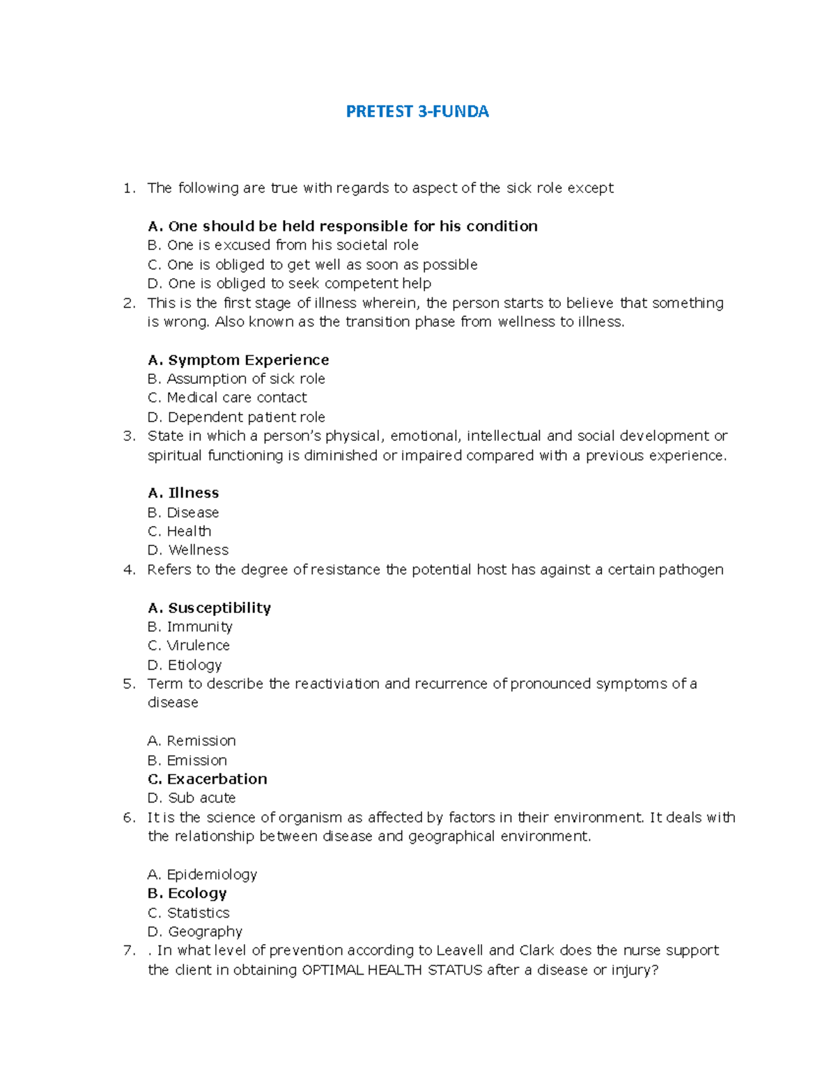Pretest-3-Funda - notes - PRETEST 3-FUNDA The following are true with ...