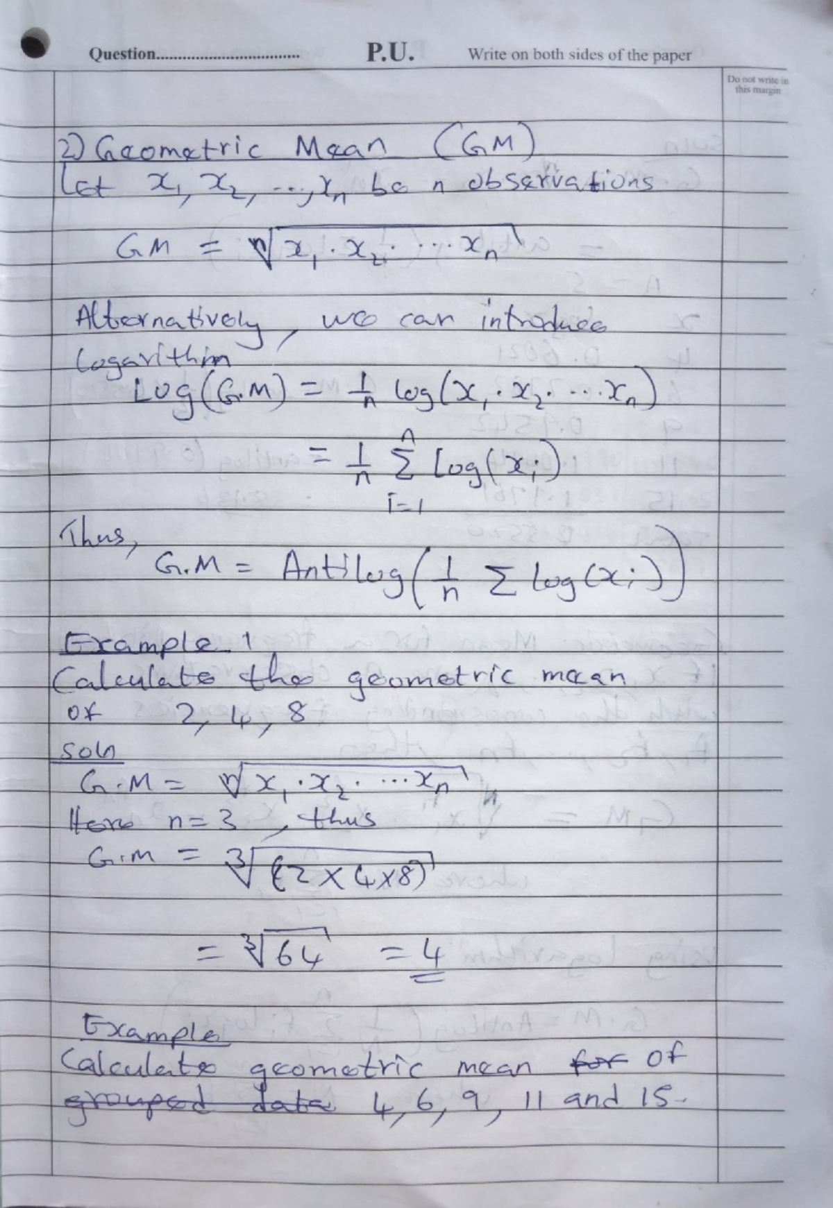 Statistics notes set 2 - mathematics - Question ...