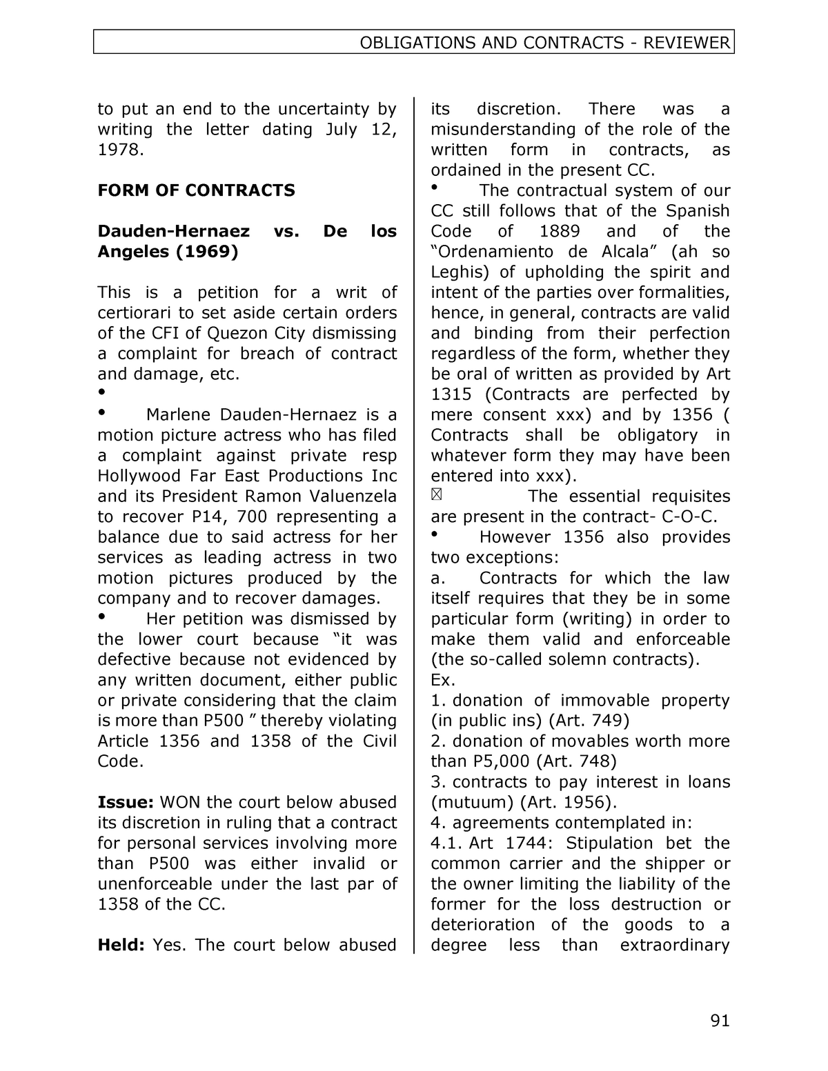 Oblicon Pracs Obligations And Contracts St Sem Law On Obligations And Contracts Studocu