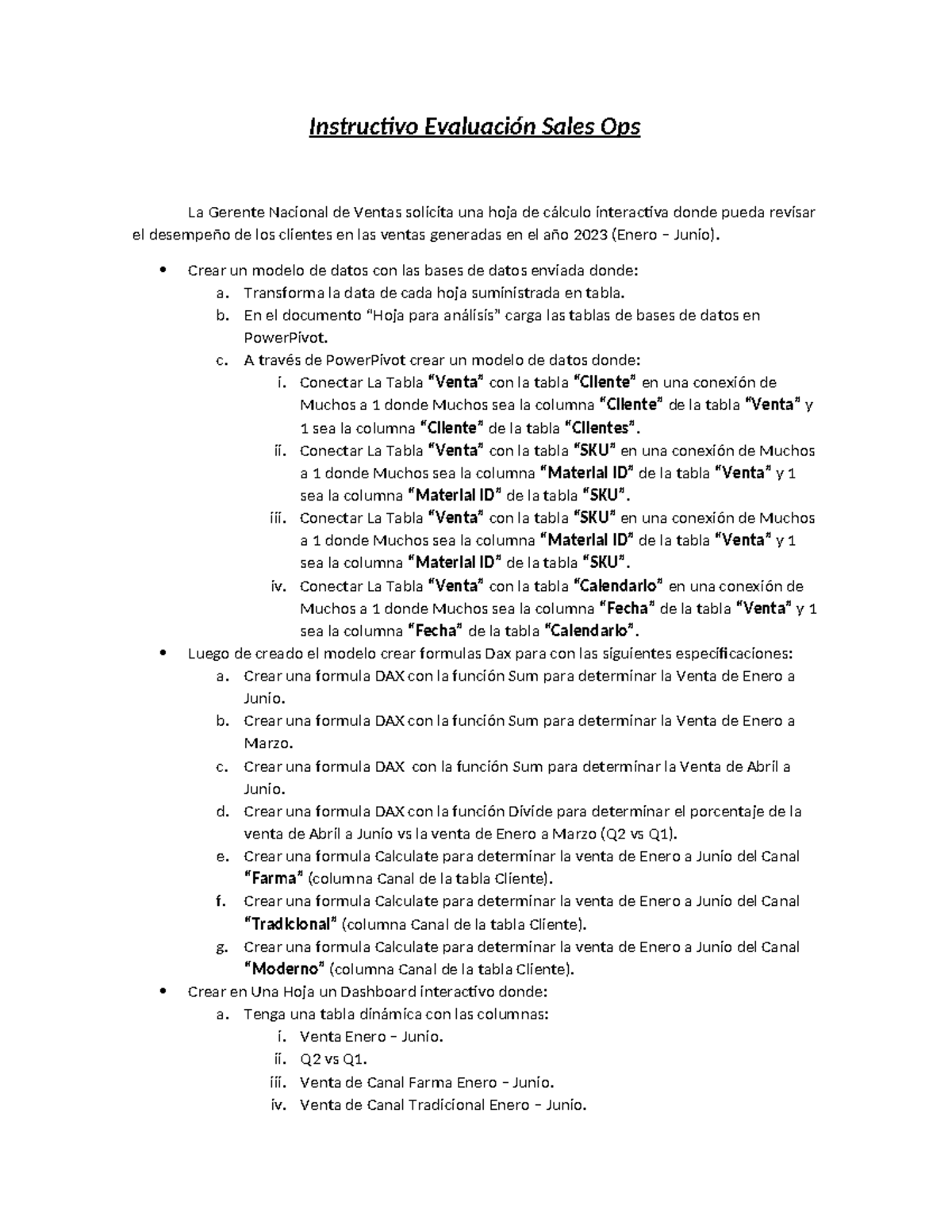 Instructivo - Base De Datos - Instructivo Evaluación Sales Ops La 