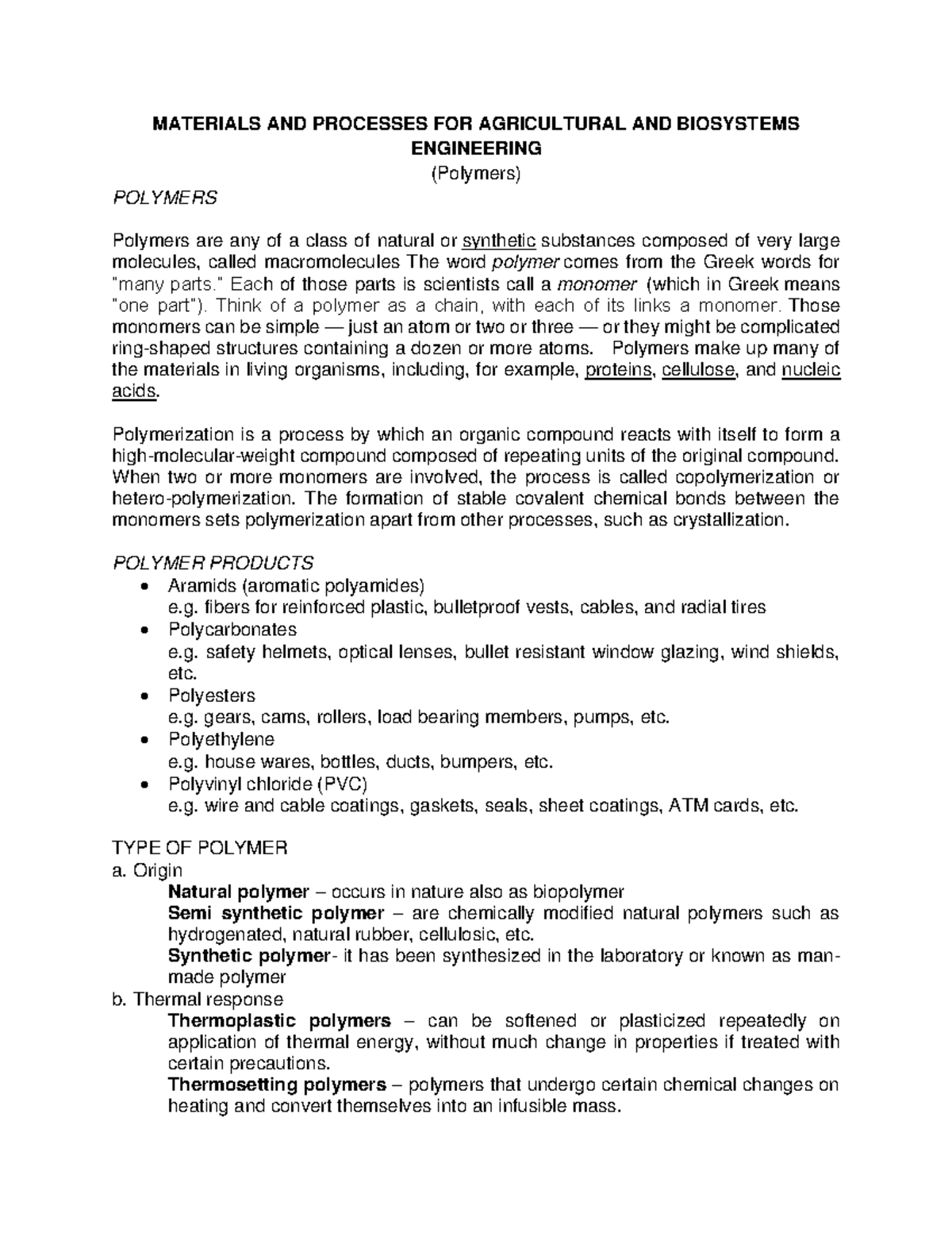 Materials and Processes in Agricultural and Biosystems Engineering