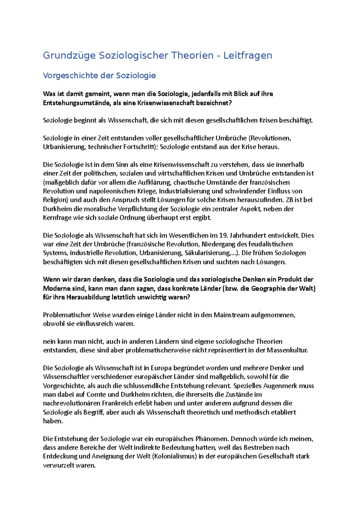 Grundzüge Soziologischer Theorien - Leitfragen - Grundzüge ...
