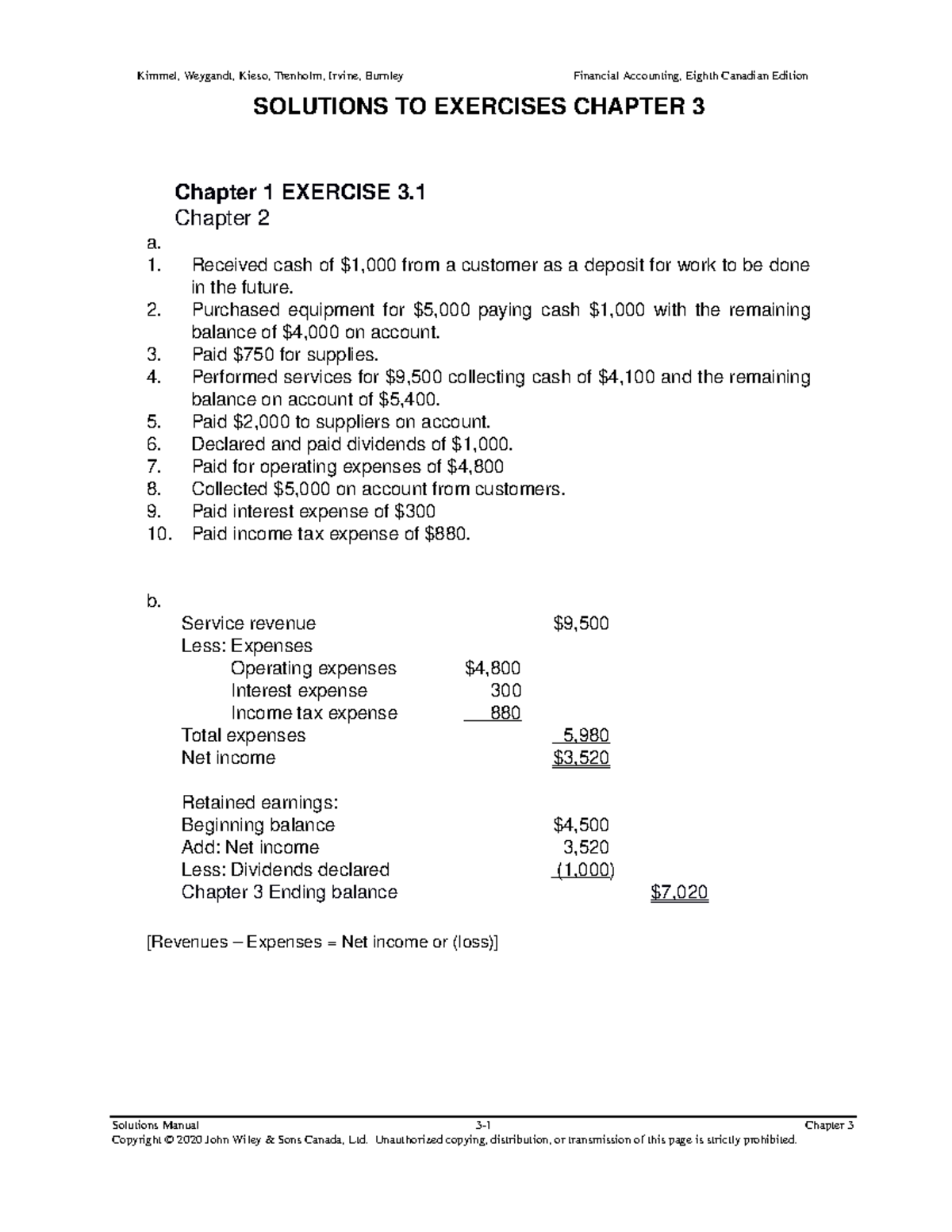 Solutions to Exercises Chapter 3 - SOLUTIONS TO EXERCISES CHAPTER 3 ...