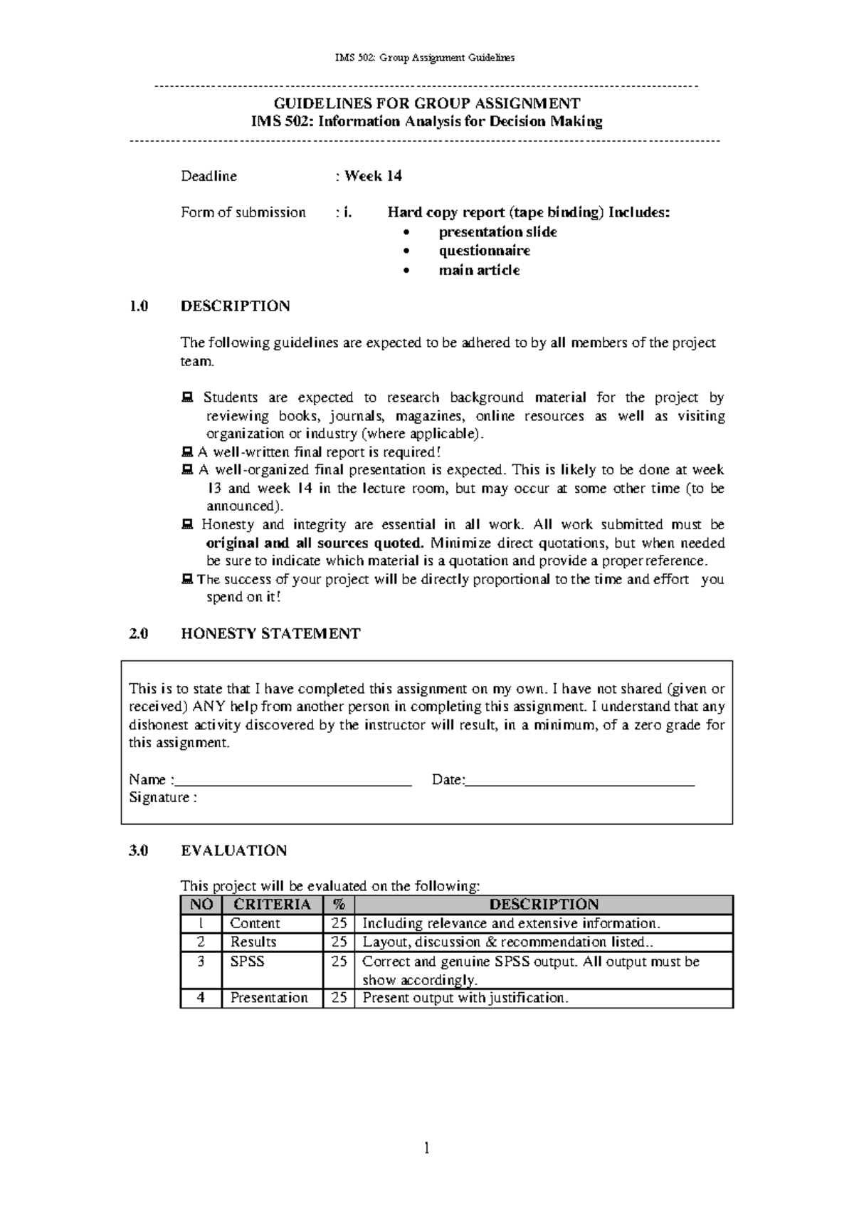 IMS502-Group Assignment Guidelines - IMS 502: Group Assignment ...