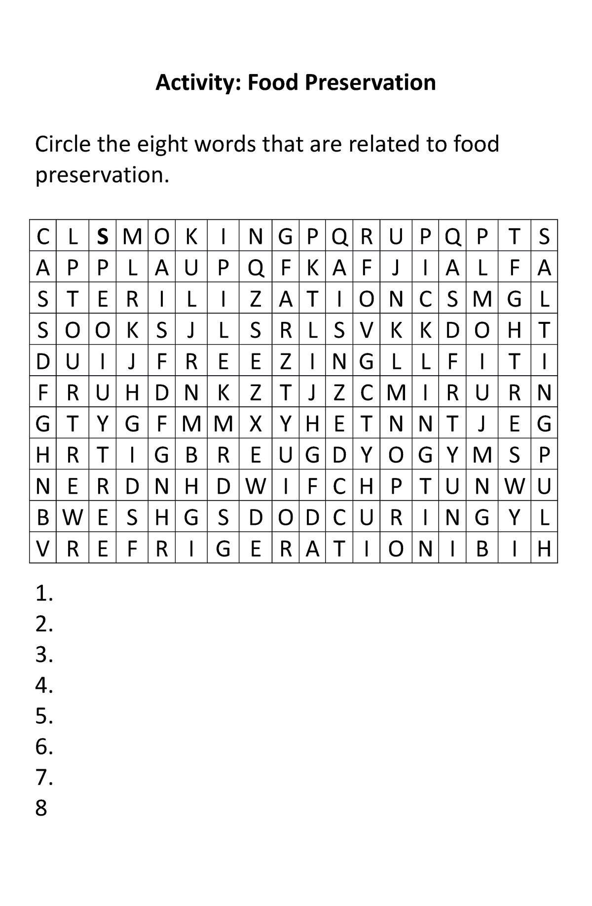 Ayesheeshable Idk What To Say - Activity: Food Preservation Circle The 