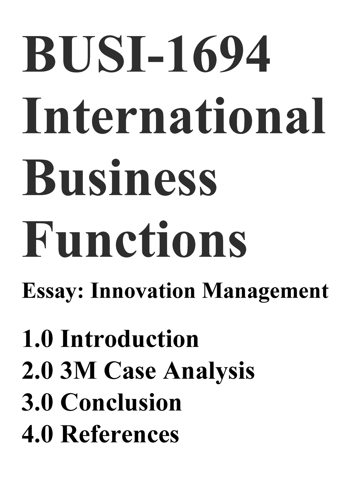 essay about innovation in business