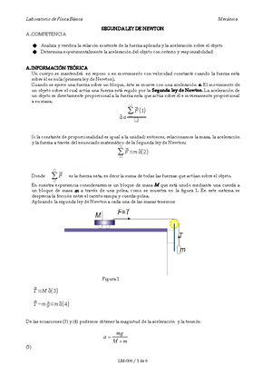 Guía 8 Segunda ley de Newton (presencial) - SEGUNDA LEY DE NEWTON A  .COMPETENCIA ○ Analiza y - Studocu