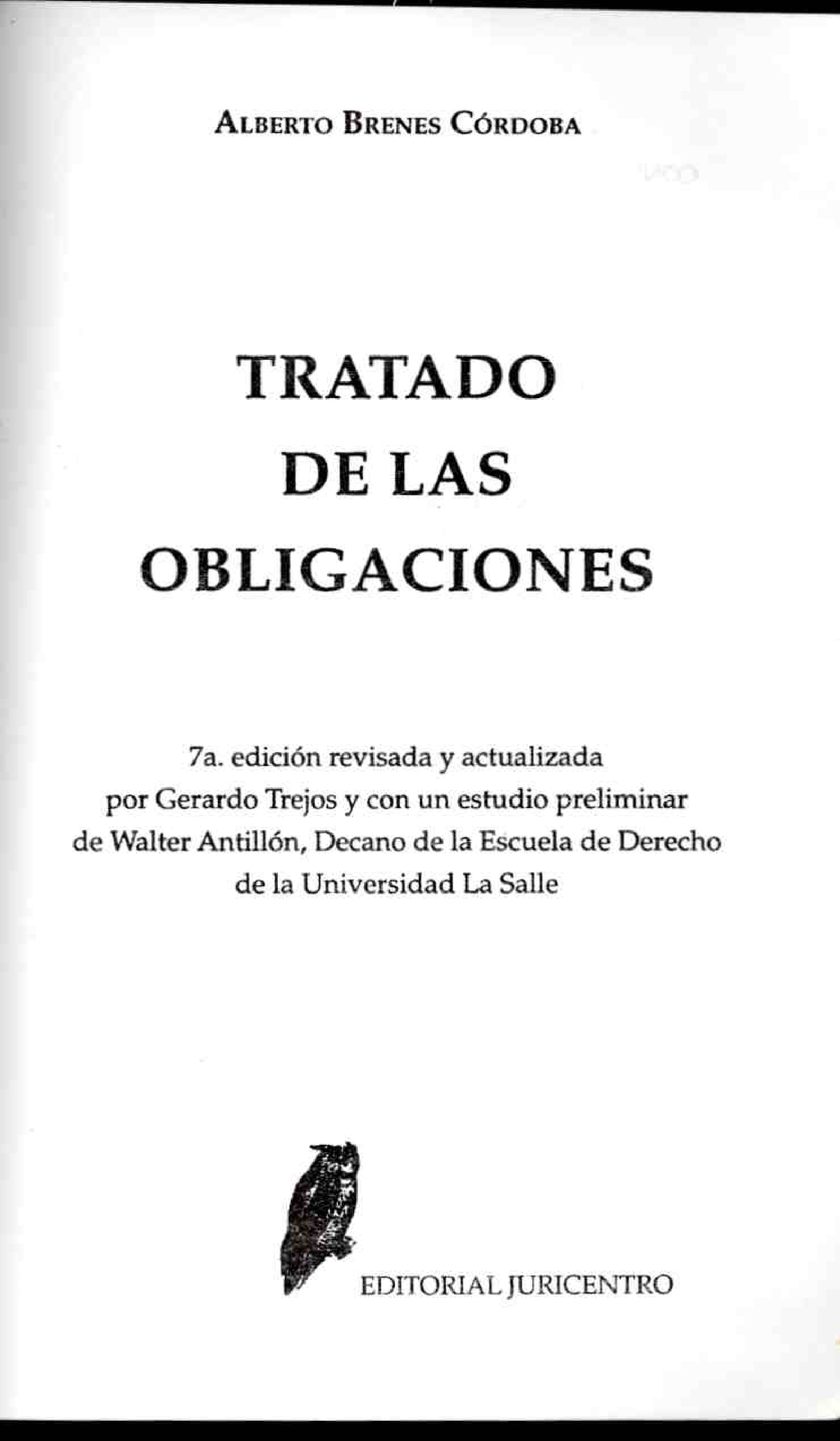 Brenes Córdoba, Alberto - Tratado De Las Obligaciones - Derecho Civil ...