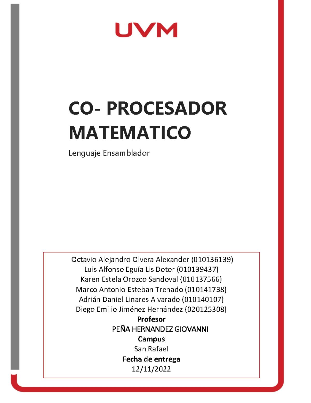 CO Procesador Matematico CO PROCESADOR MATEMATICO Lenguaje
