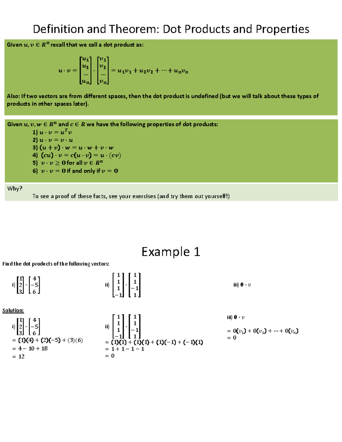 Lesson 5-Dot Products, Norms, Distance, Angles, Unit Vectors ...