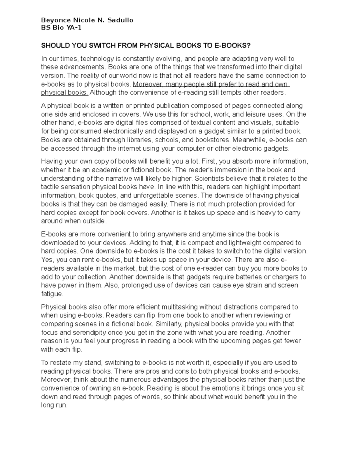Purcom Argumentative Essay- Sadullo, Beyonce Nicole - Beyonce Nicole N ...