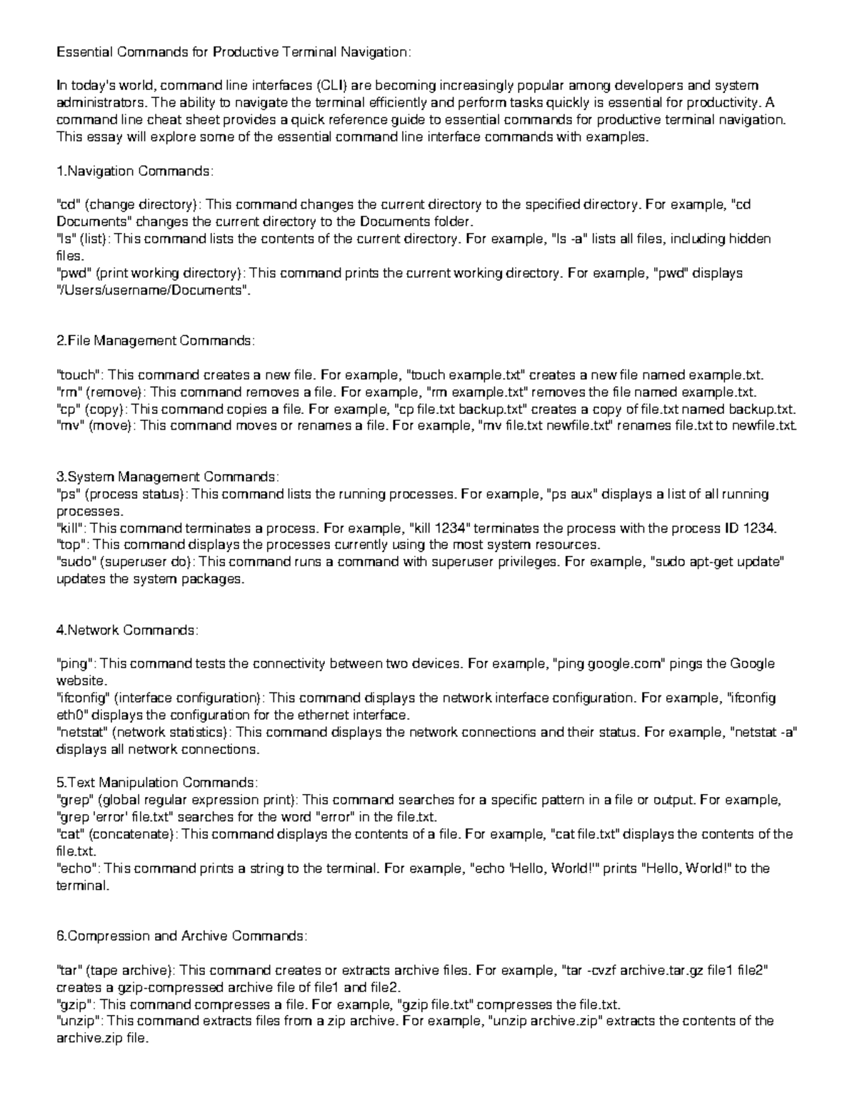 Essential Commands for Productive Terminal Navigation - The ability to ...