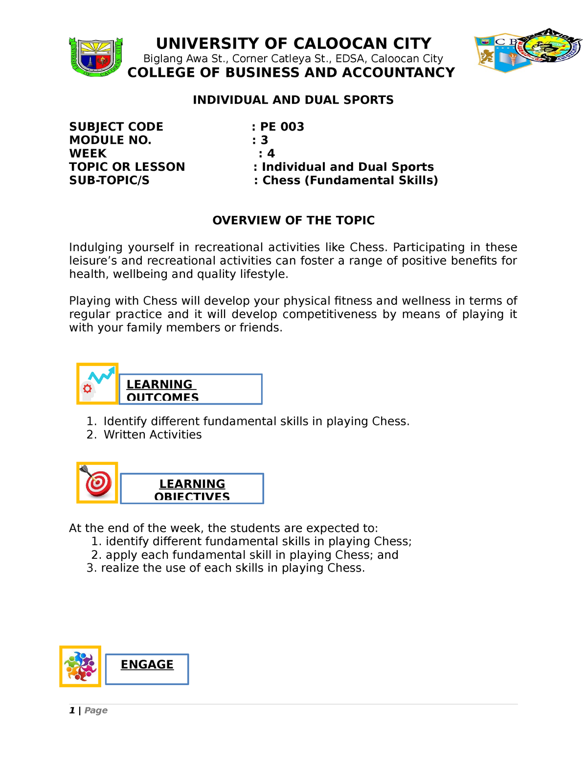 PE003 CBA Module 3 Week 4 Chess Fundamental Skills - Biglang Awa St ...