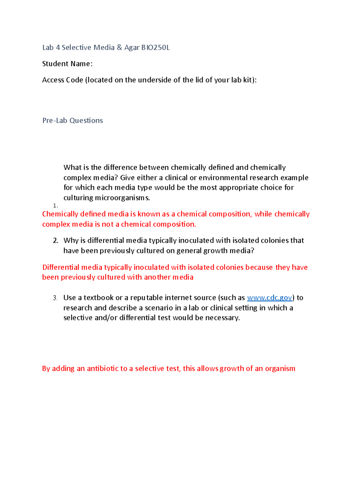 BIO250L+V2+Lab+4 - chapter covers selective media and agar - Lab 4 ...