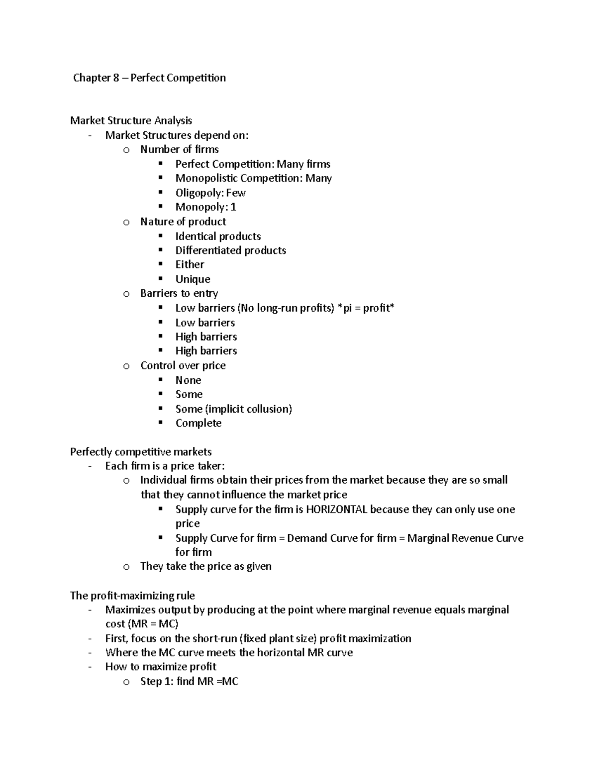 Micro 03-28 - Lecture Notes On Perfect Competition - Chapter 8 ...