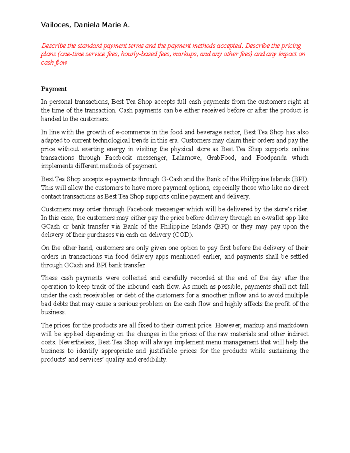 Chapter5Payment In terms of the hiring process, Drip Tea requires