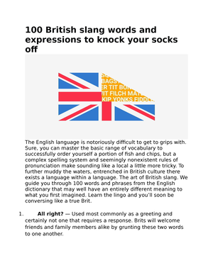 100+ British Slang Words and Expressions