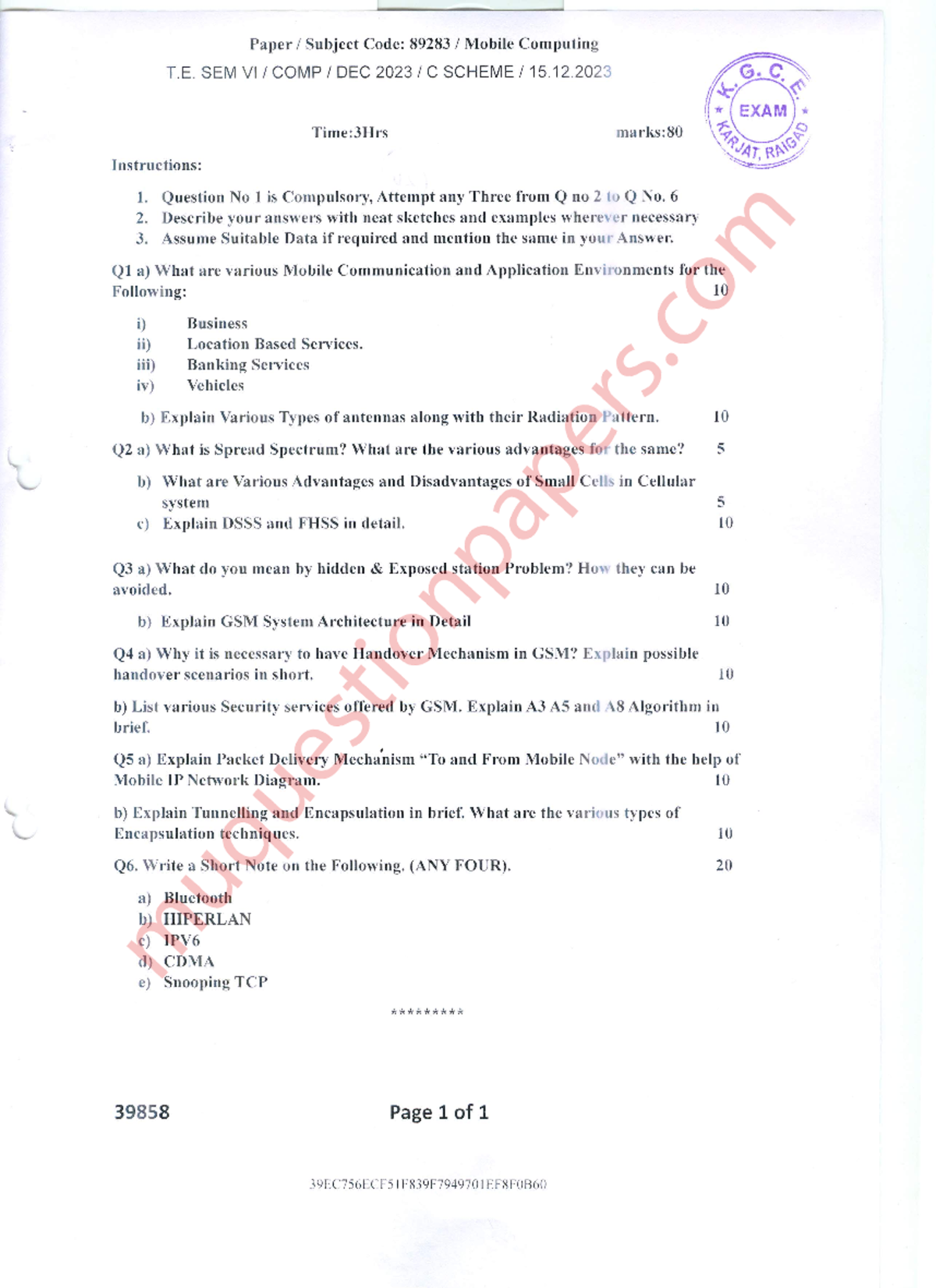 MCC MU QPapers 2017-2023 - 28390 Page 1 of 1 Duration: 3hrs [Max Marks ...