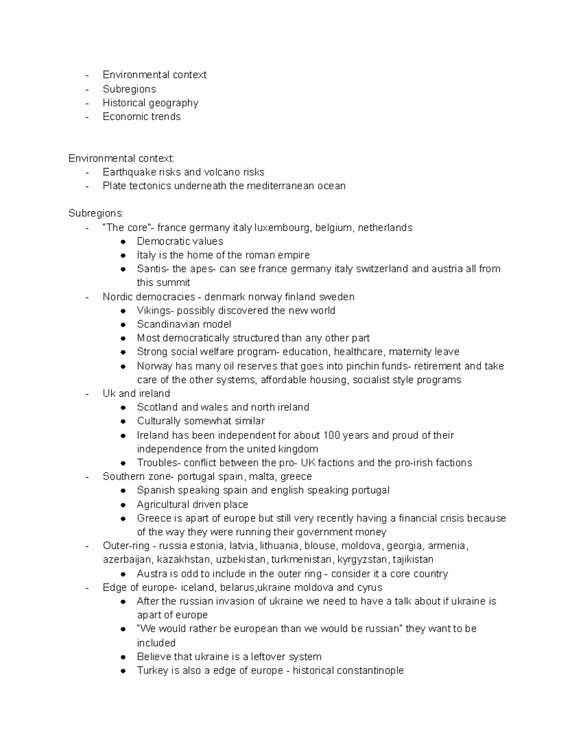 Subregions and historical geographies Environmental context