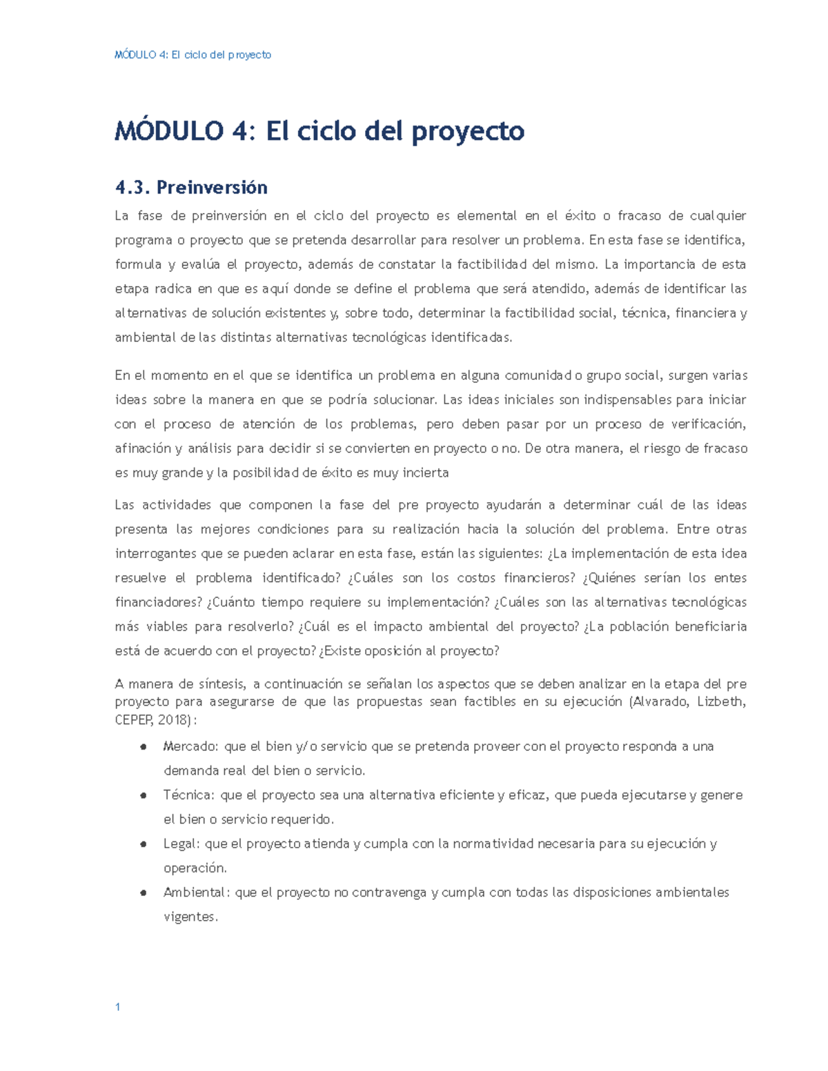1 Modulo 4 El Ciclodel Proyecto - MÓDULO 4: El ciclo del proyecto 4 ...